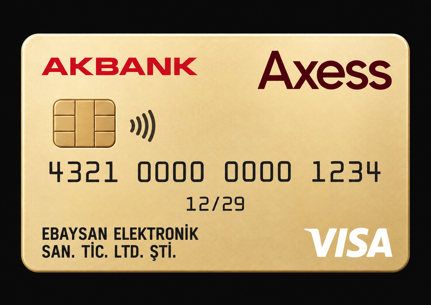 Ebaysan Elektronik şirketine özel, temsili altın Axess kart