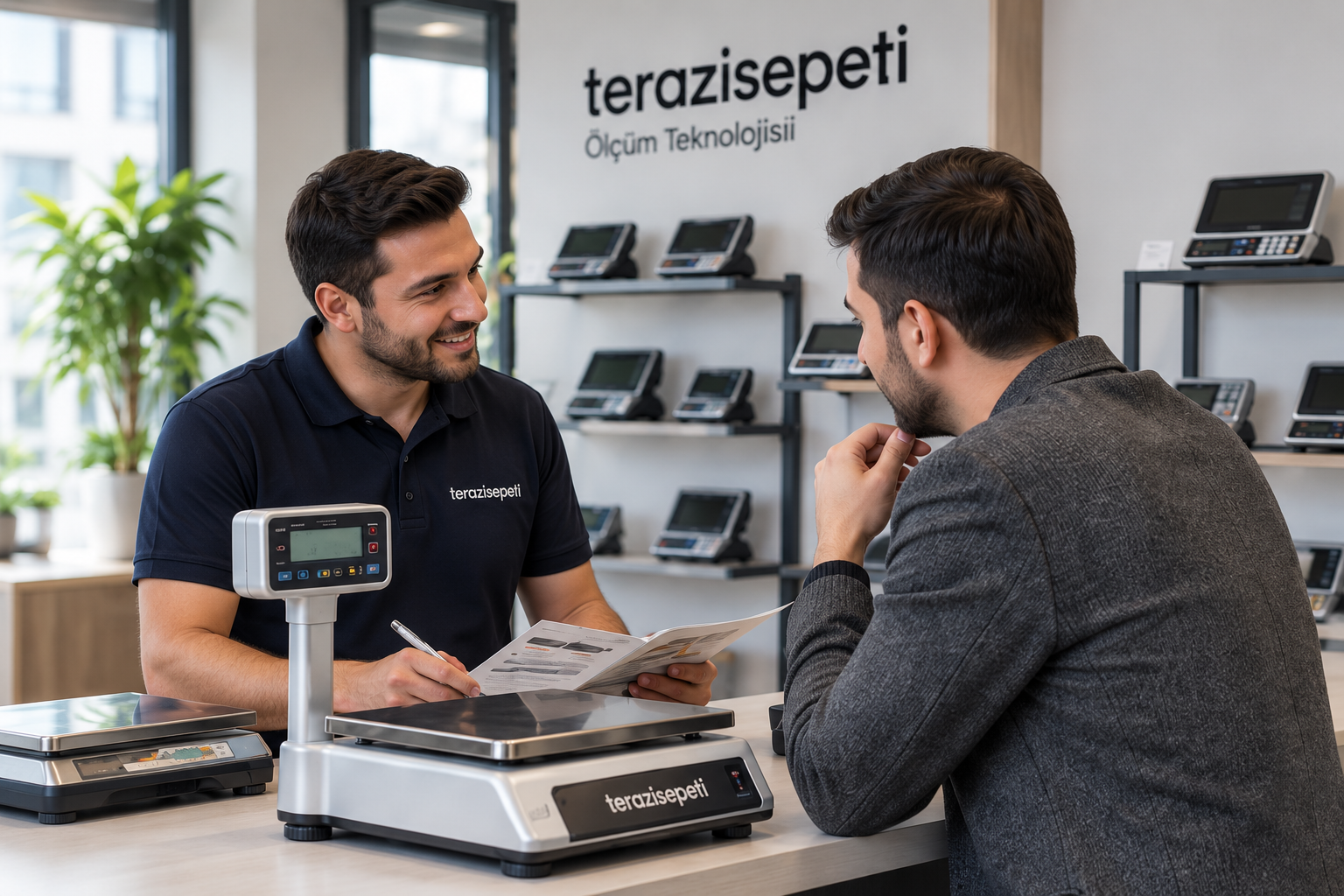 Tartım ürünleri showroomunda iş birliği görüşmesi